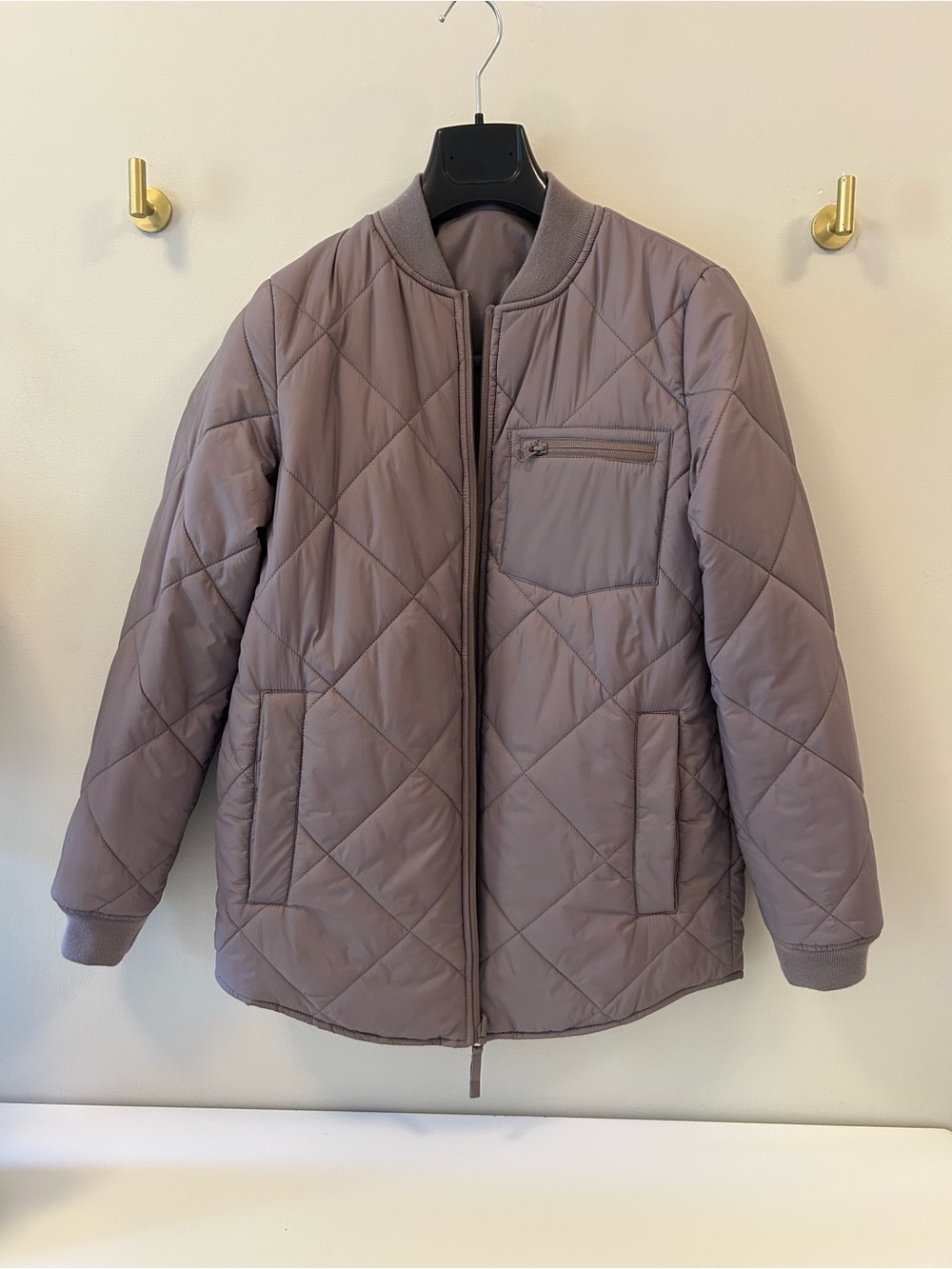 Reversible MPG Quilted Bomber Jacket in mauve